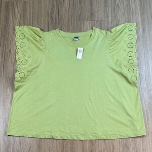 Old Navy Green Eyelet Sleeve Top